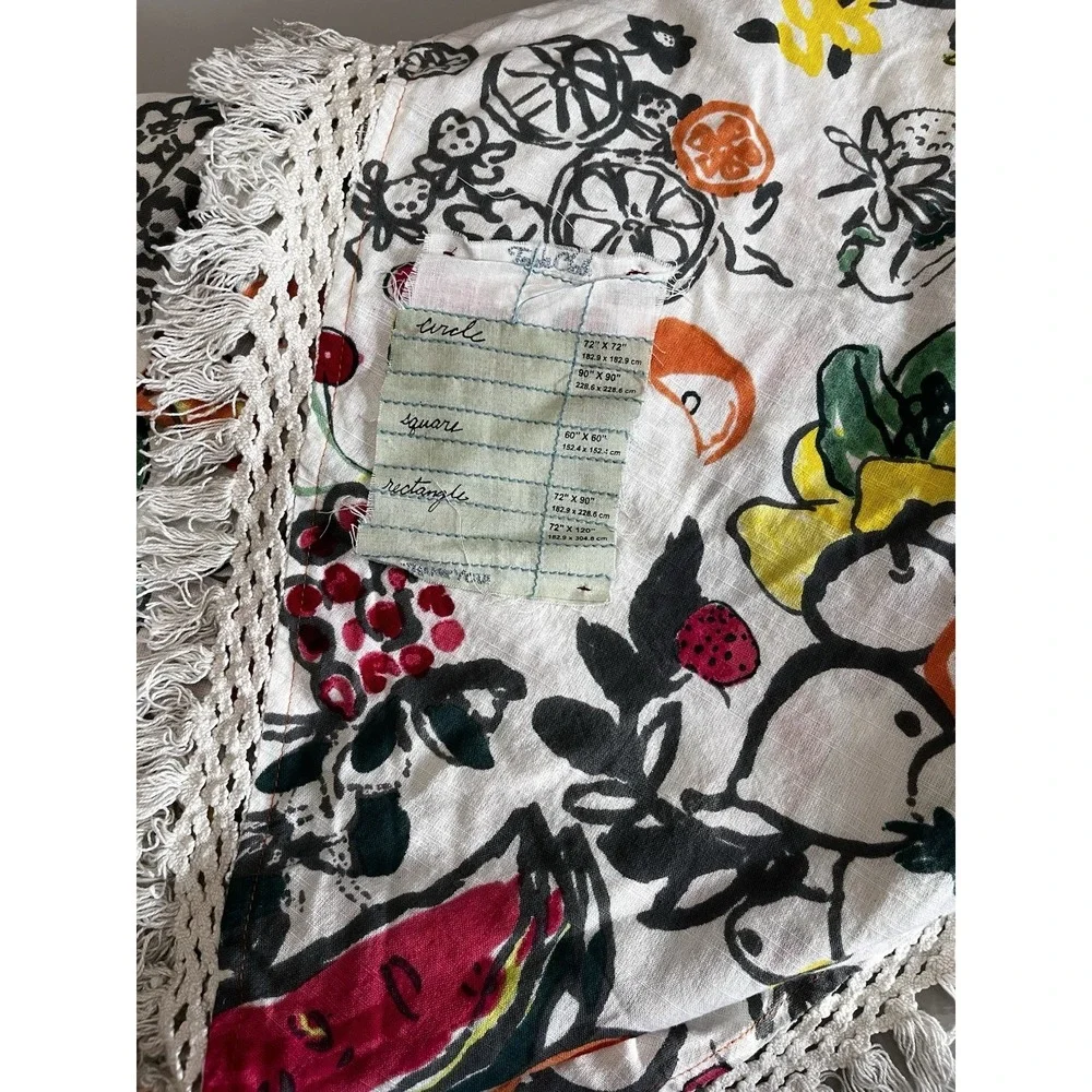 Anthropologie Round Tablecloth Fruit Print 90